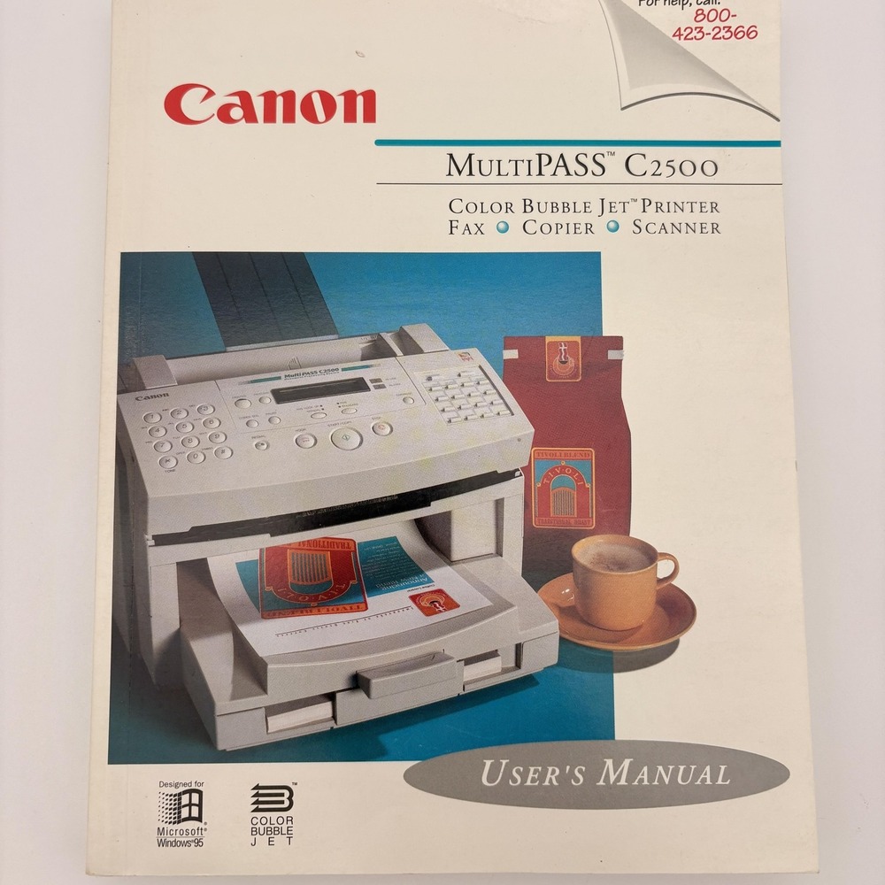 Vintage Canon MultiPASS C2500 Bubble Jet Printer Fax Copier Scanner User Manual‎